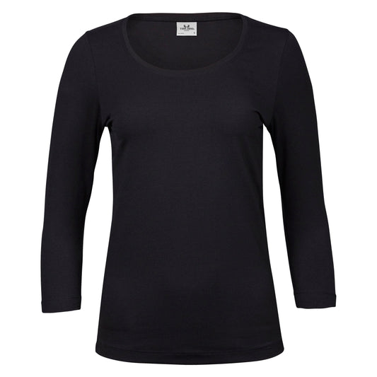 Ladies' Stretch 3/4 Sleeve Tee - Black