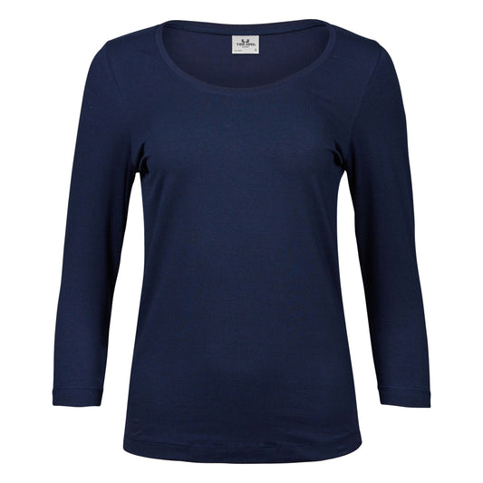 Ladies' Stretch 3/4 Sleeve Tee - Navy