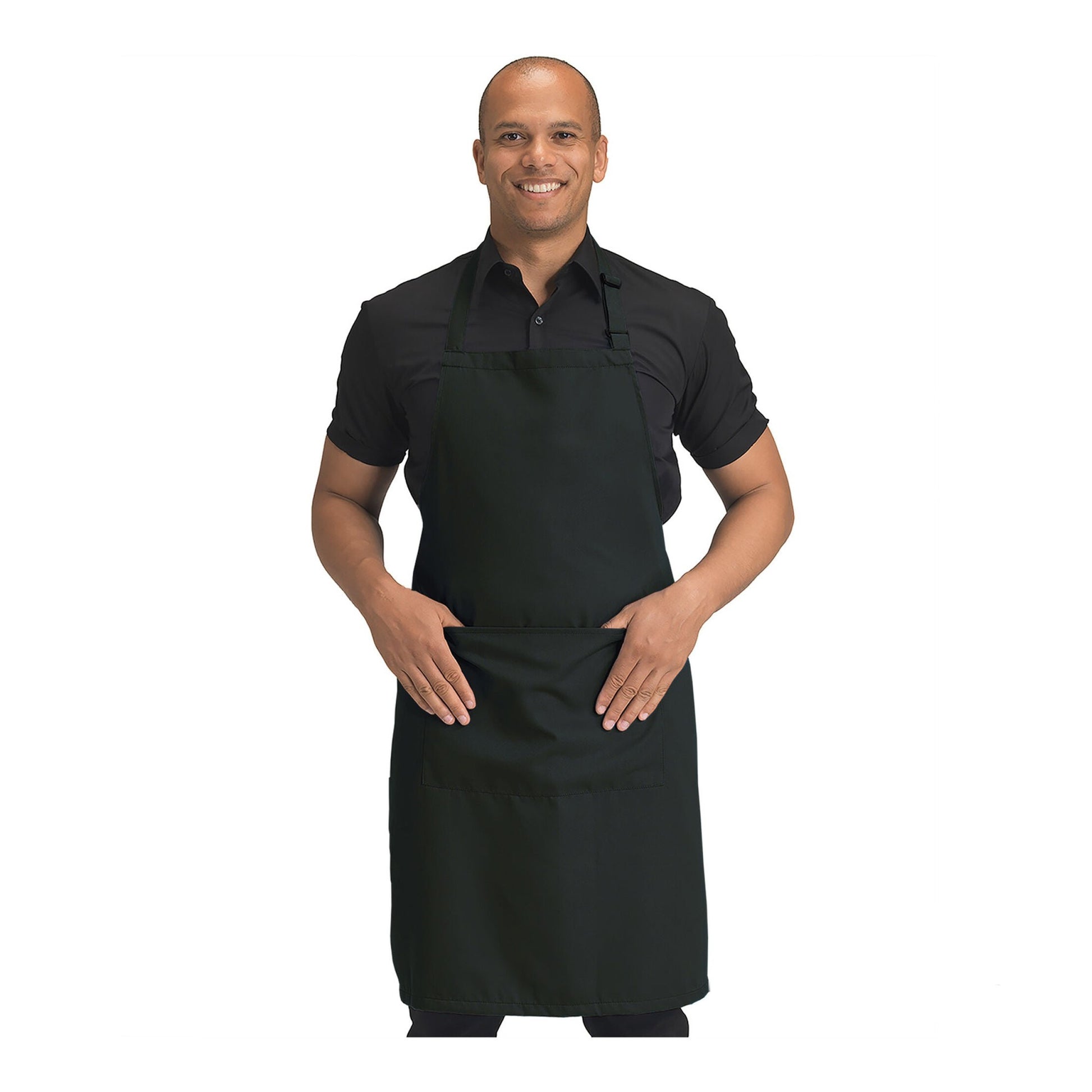 Recycled Bib Apron With Pocket 
 - Black