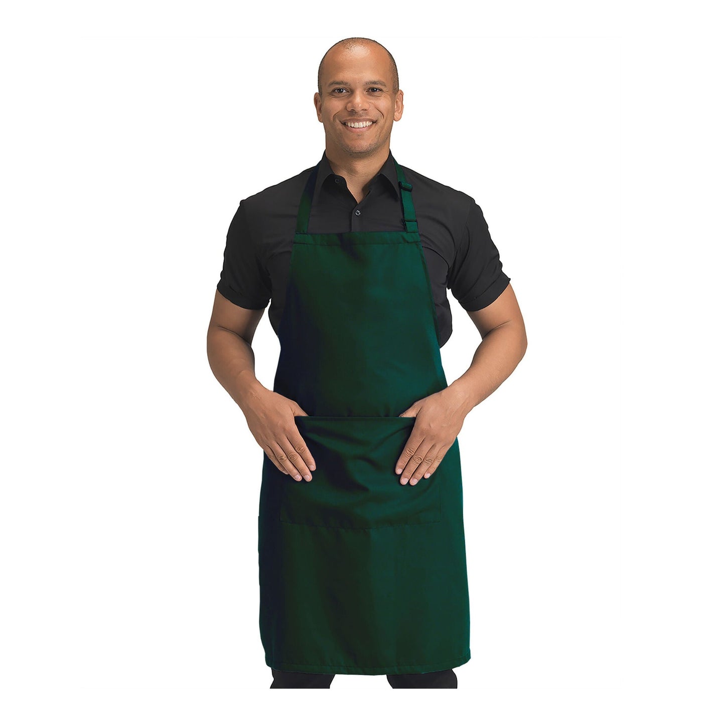 Recycled Bib Apron With Pocket 
 - Bottle Green