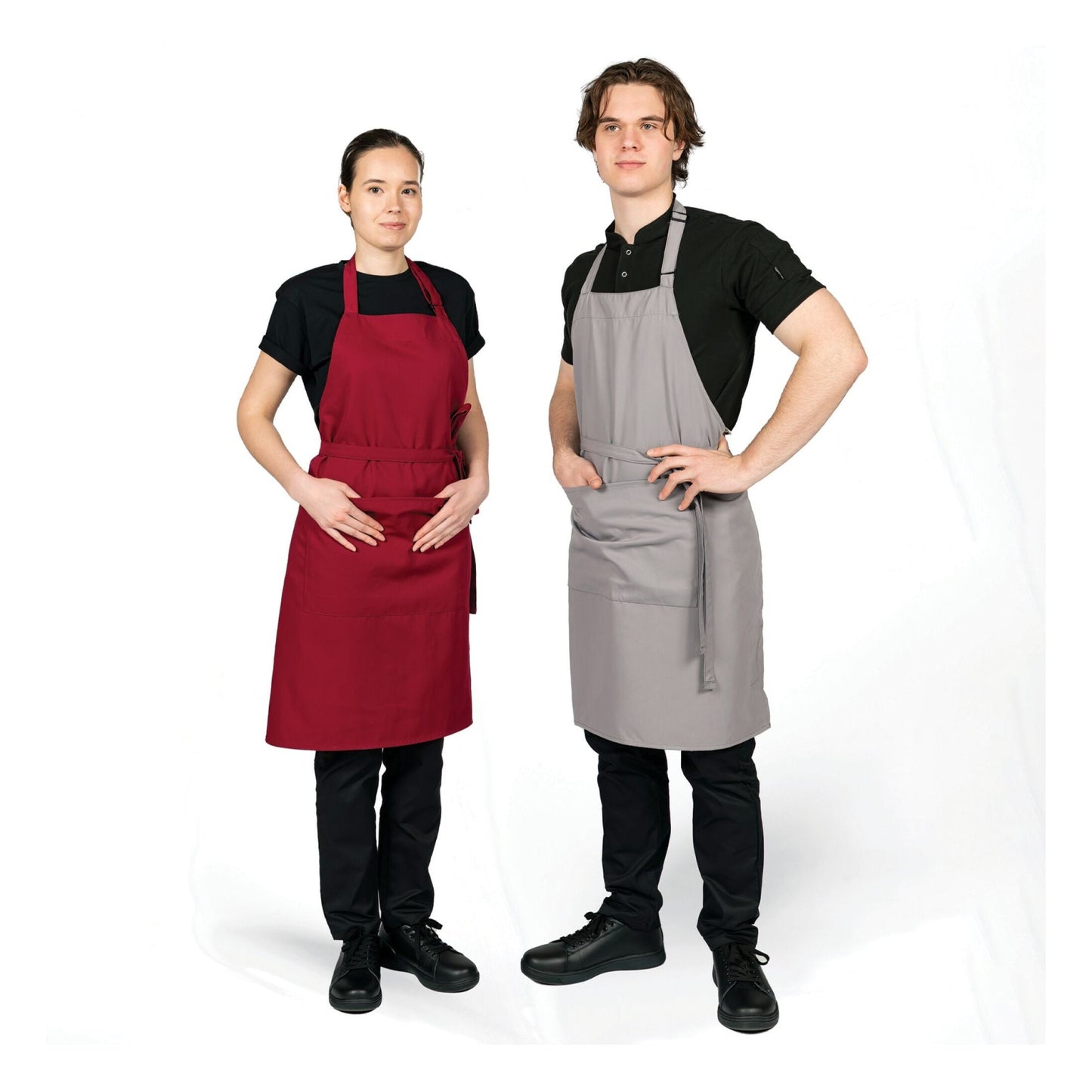 Recycled Bib Apron With Pocket 
 - Claret