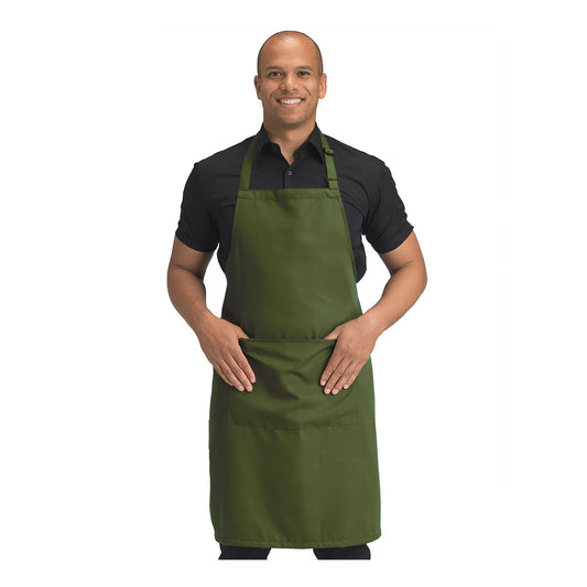 Recycled Bib Apron With Pocket 
 - Olive