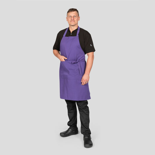 Recycled Bib Apron With Pocket 
 - Purple