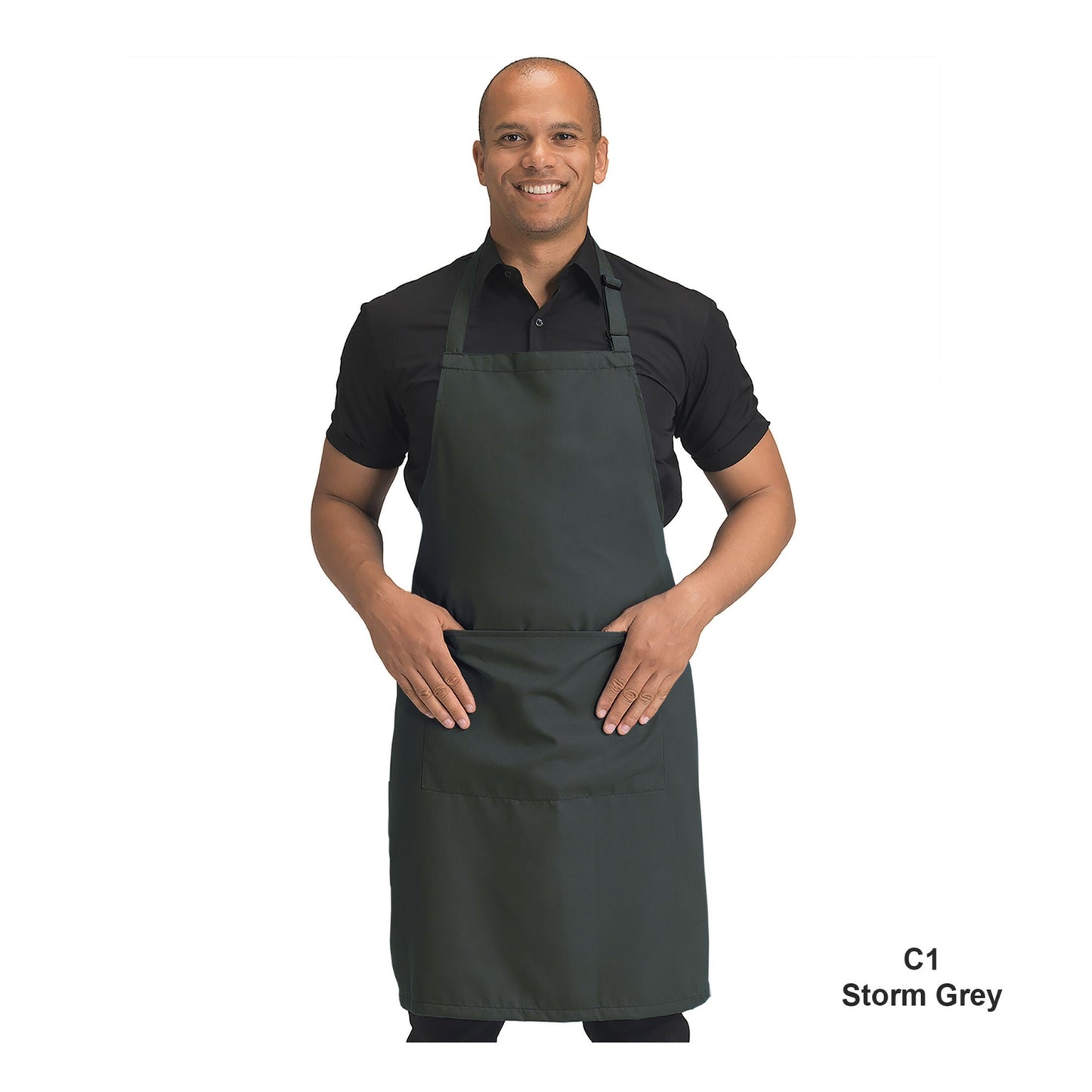 Recycled Bib Apron With Pocket 
 - Storm Grey