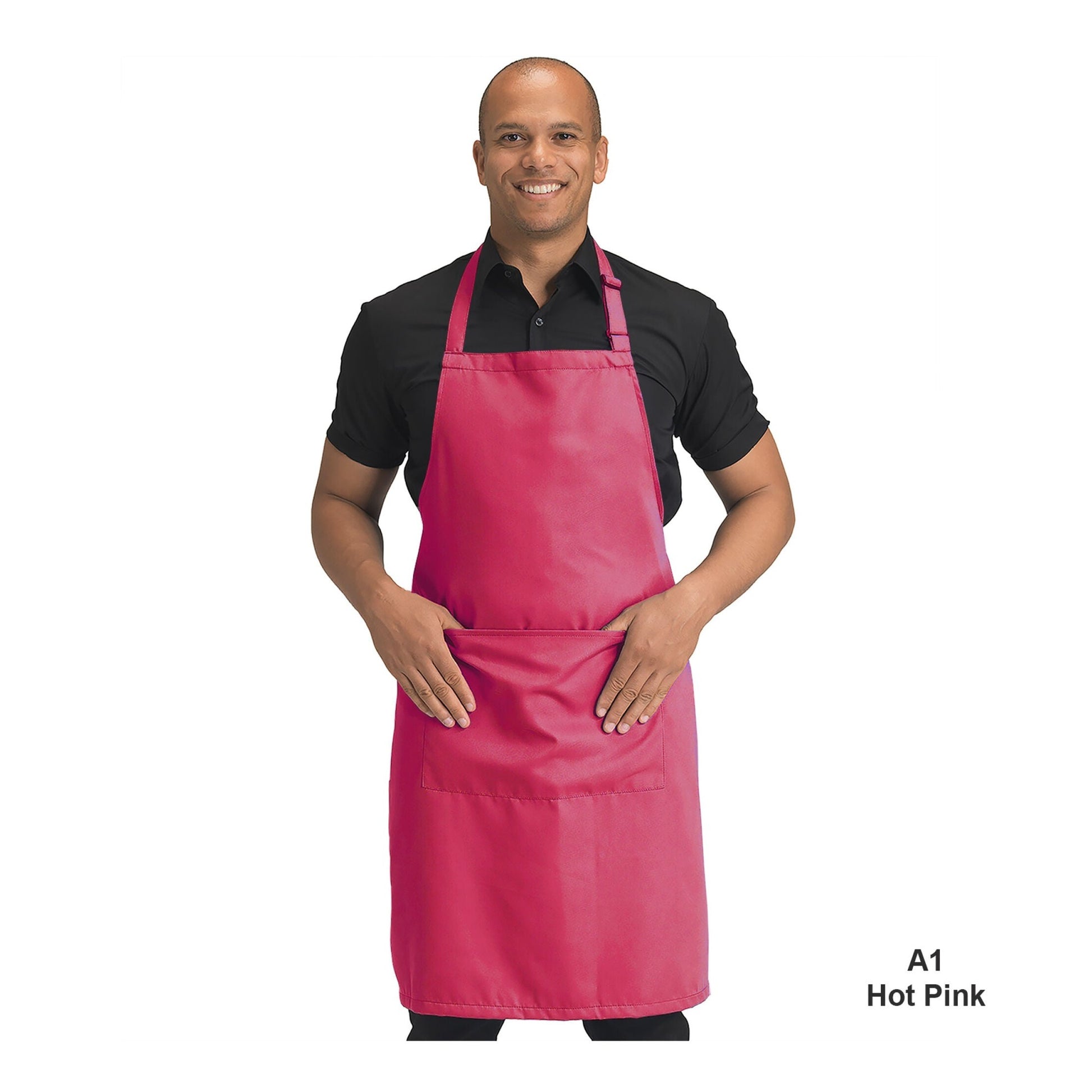 Recycled Bib Apron With Pocket 
 - Hot Pink