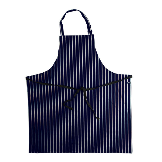 Large Cotton Striped Apron - Navy/White