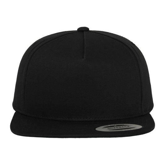 Classic 5 Panel Cotton Twill Snapback - Black/Black