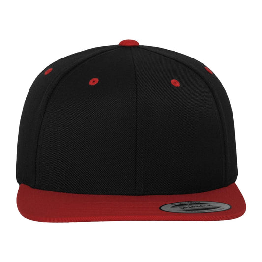 Two Tone Classic Snapback Cap - Black/Red