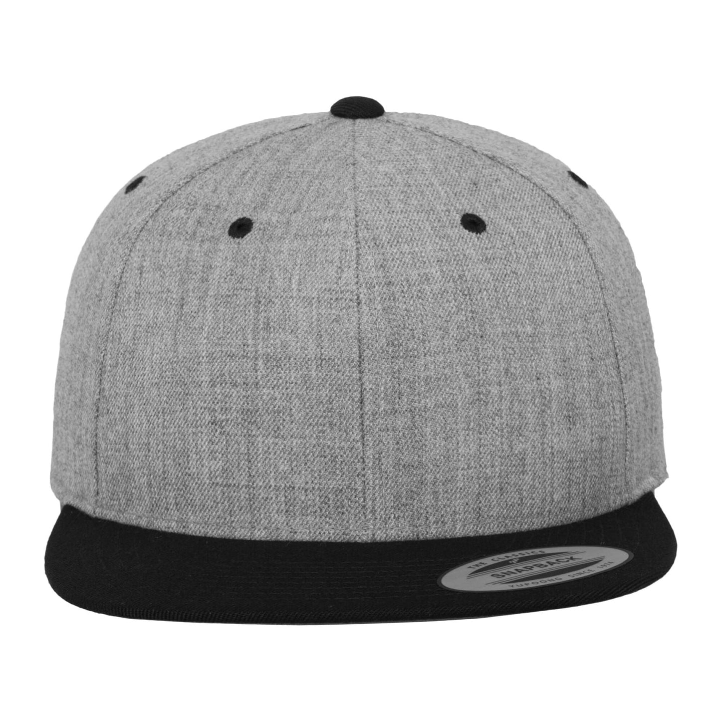 Two Tone Classic Snapback Cap - Heather Grey/Black