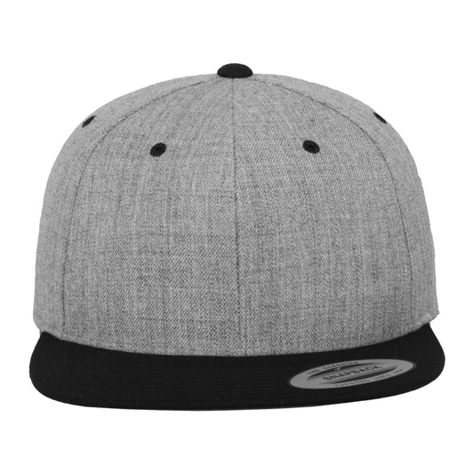 Two Tone Classic Snapback Cap - Heather Grey/Black