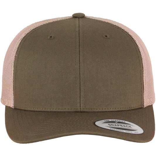 Retro Trucker Two Tone Cap - Moss Green/Khaki