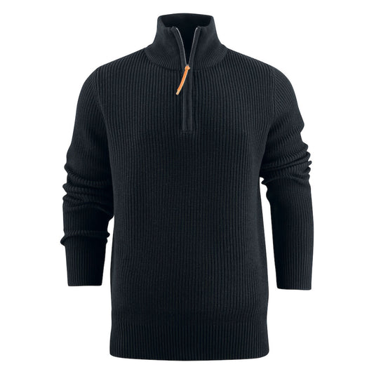 Flatwillow Heavy Knit 1/2 Zip Sweater - Black