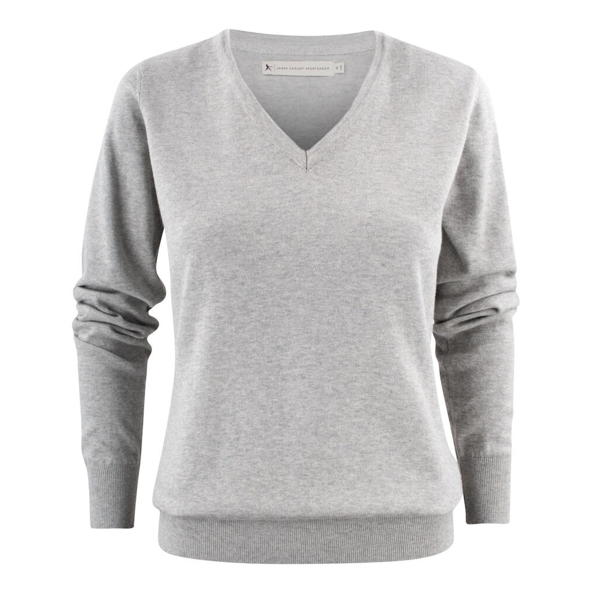Ashland V-Neck Ladies Knit - Grey Melange