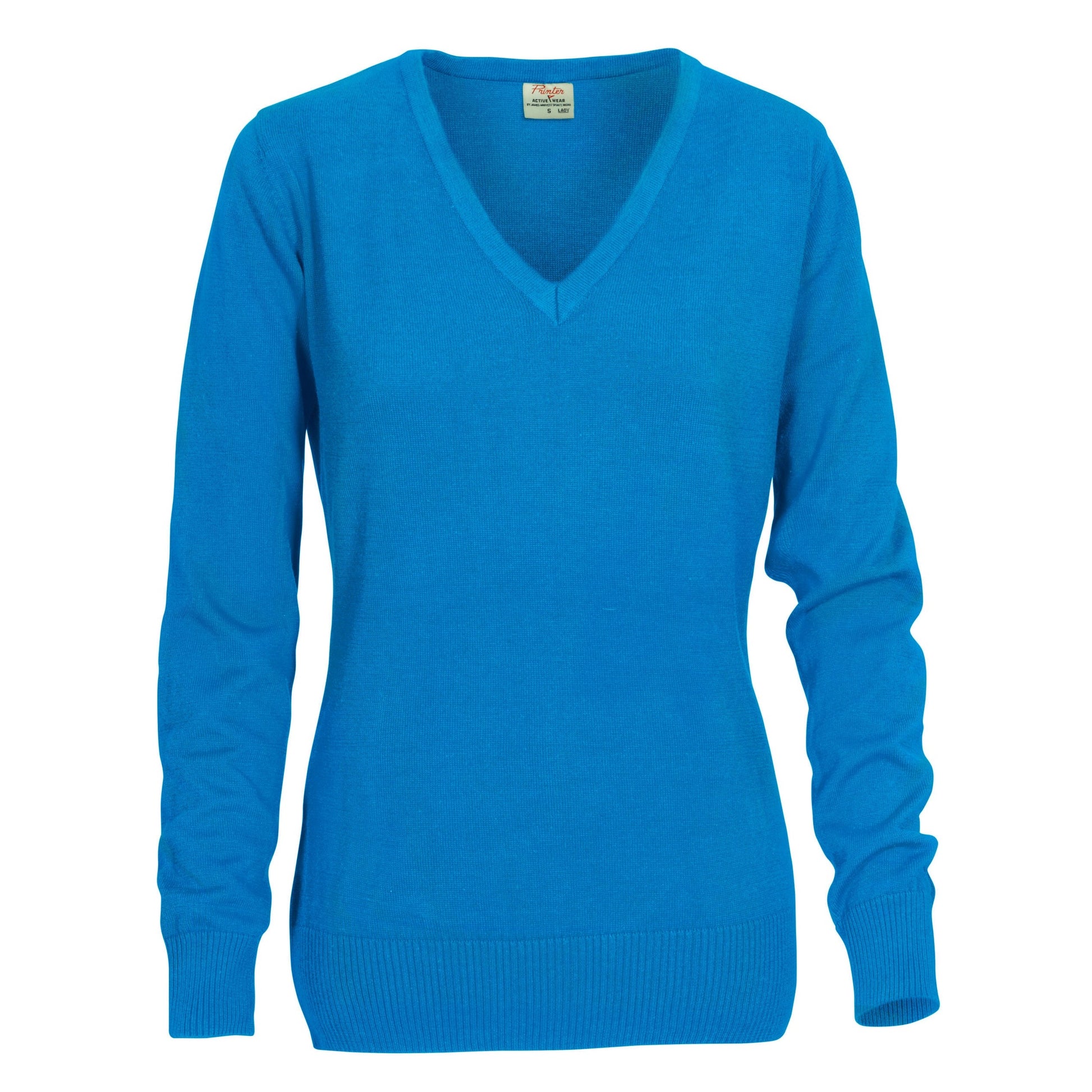 Ladies Forehand Knitted V Neck - Ocean Blue