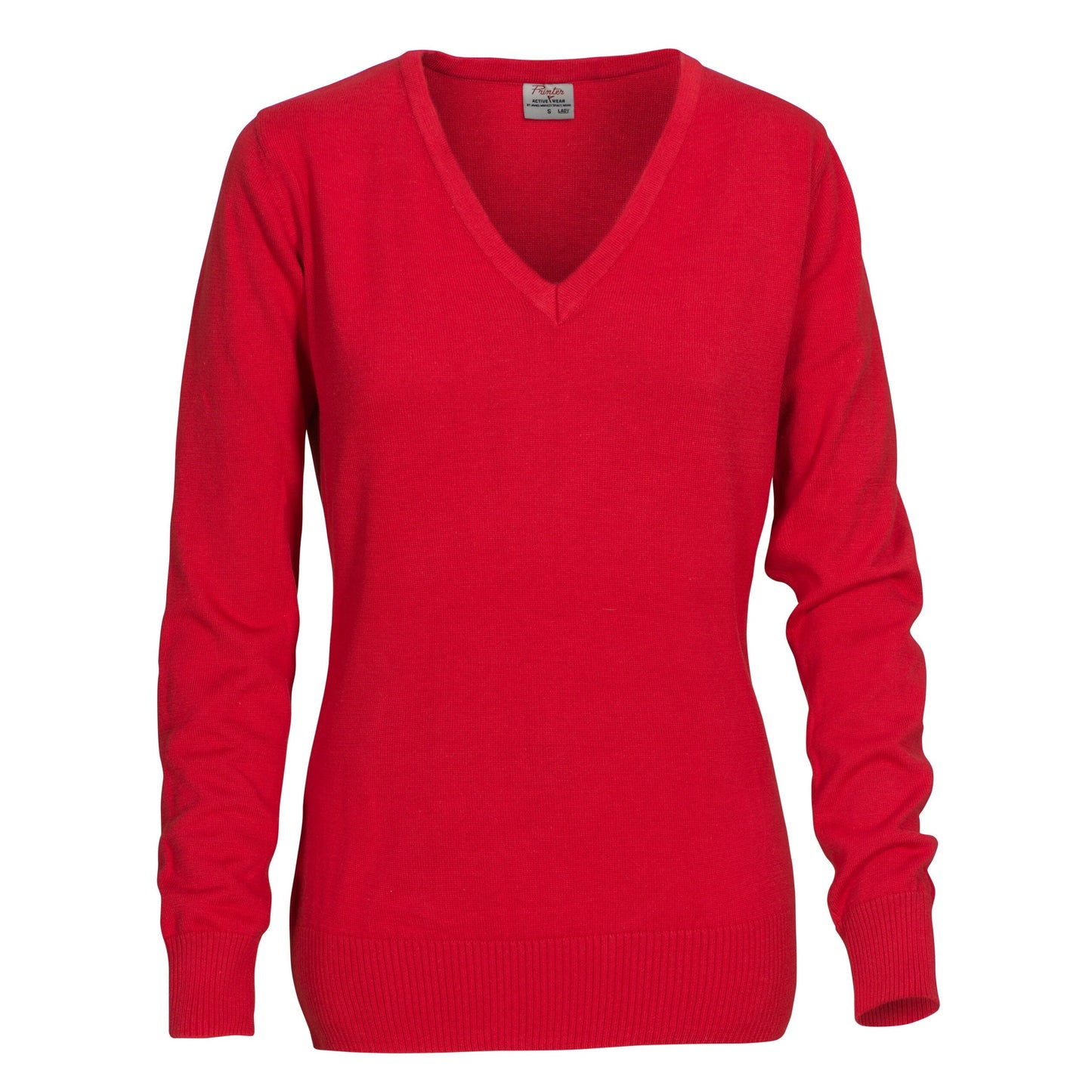 Ladies Forehand Knitted V Neck - Red