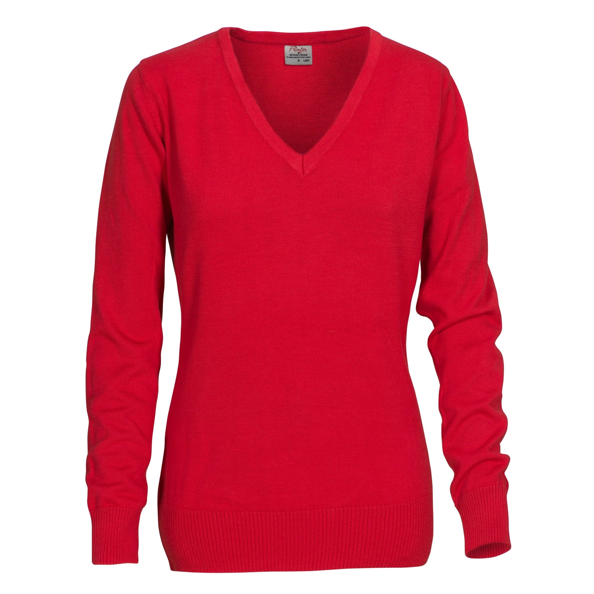 Ladies Forehand Knitted V Neck - Red