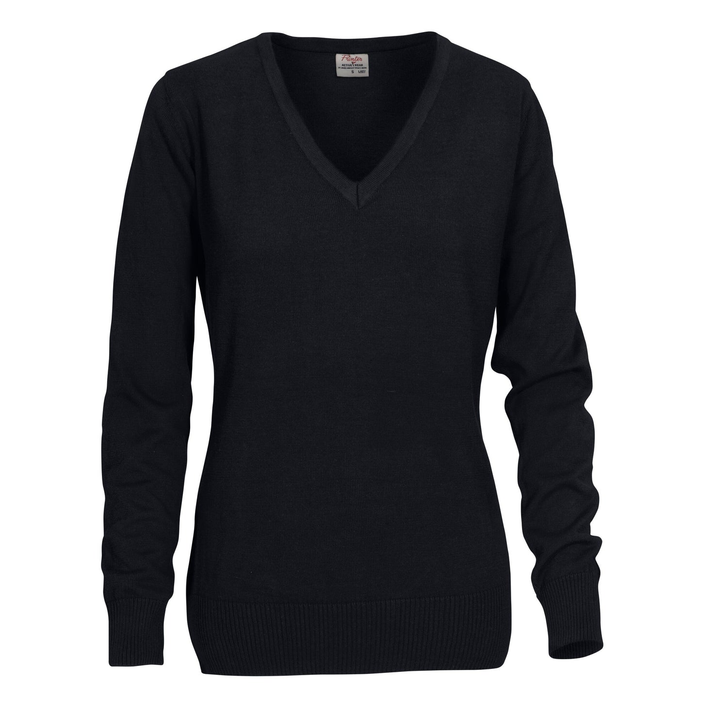 Ladies Forehand Knitted V Neck - Black