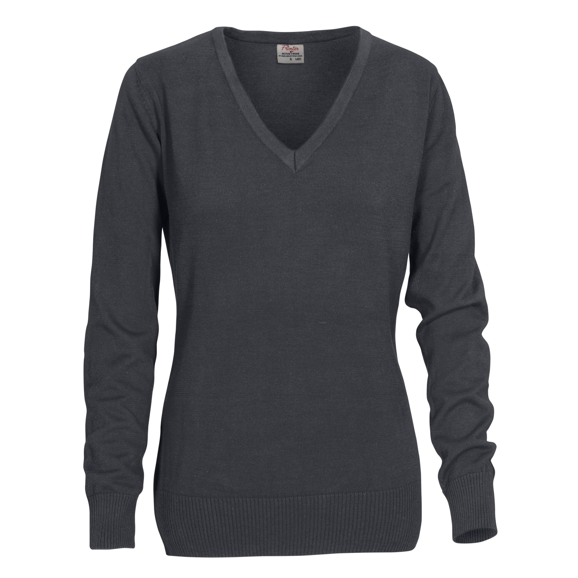 Ladies Forehand Knitted V Neck - Steel Grey