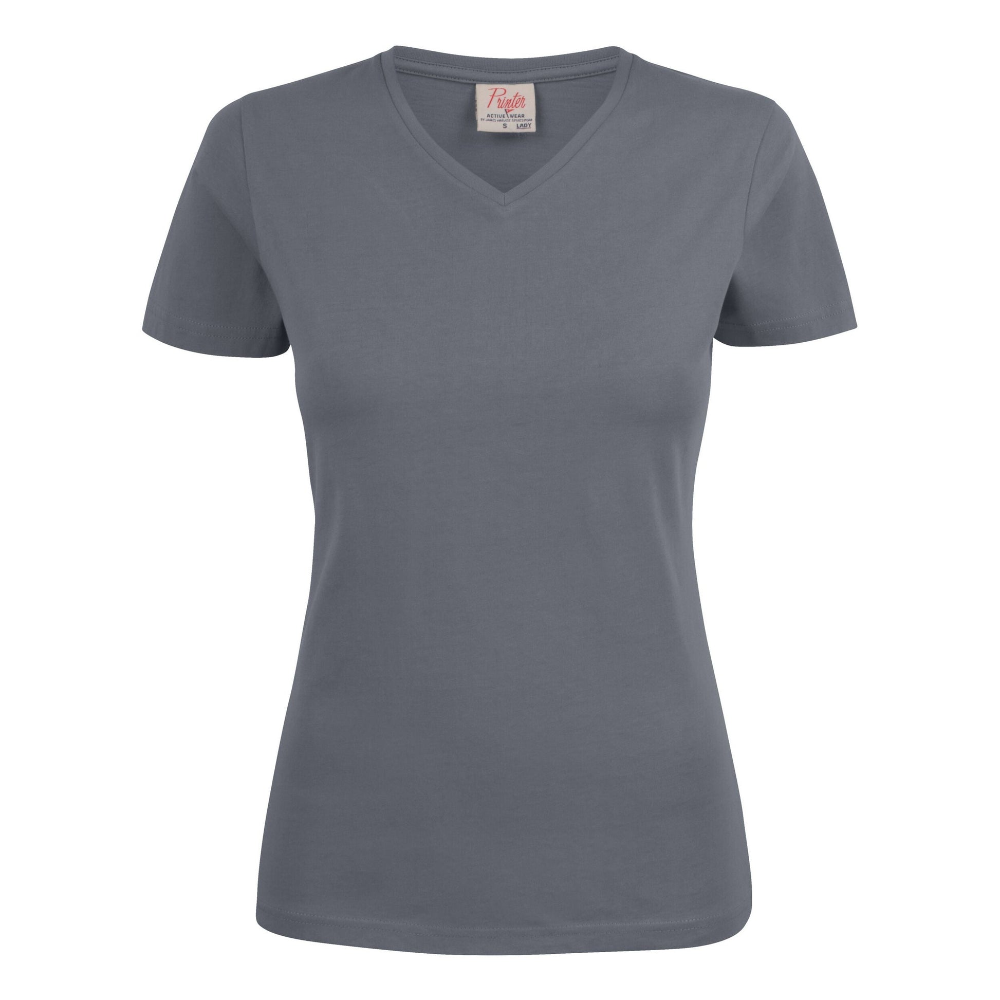 Ladies Heavy V-Neck T-Shirt - Steel Grey