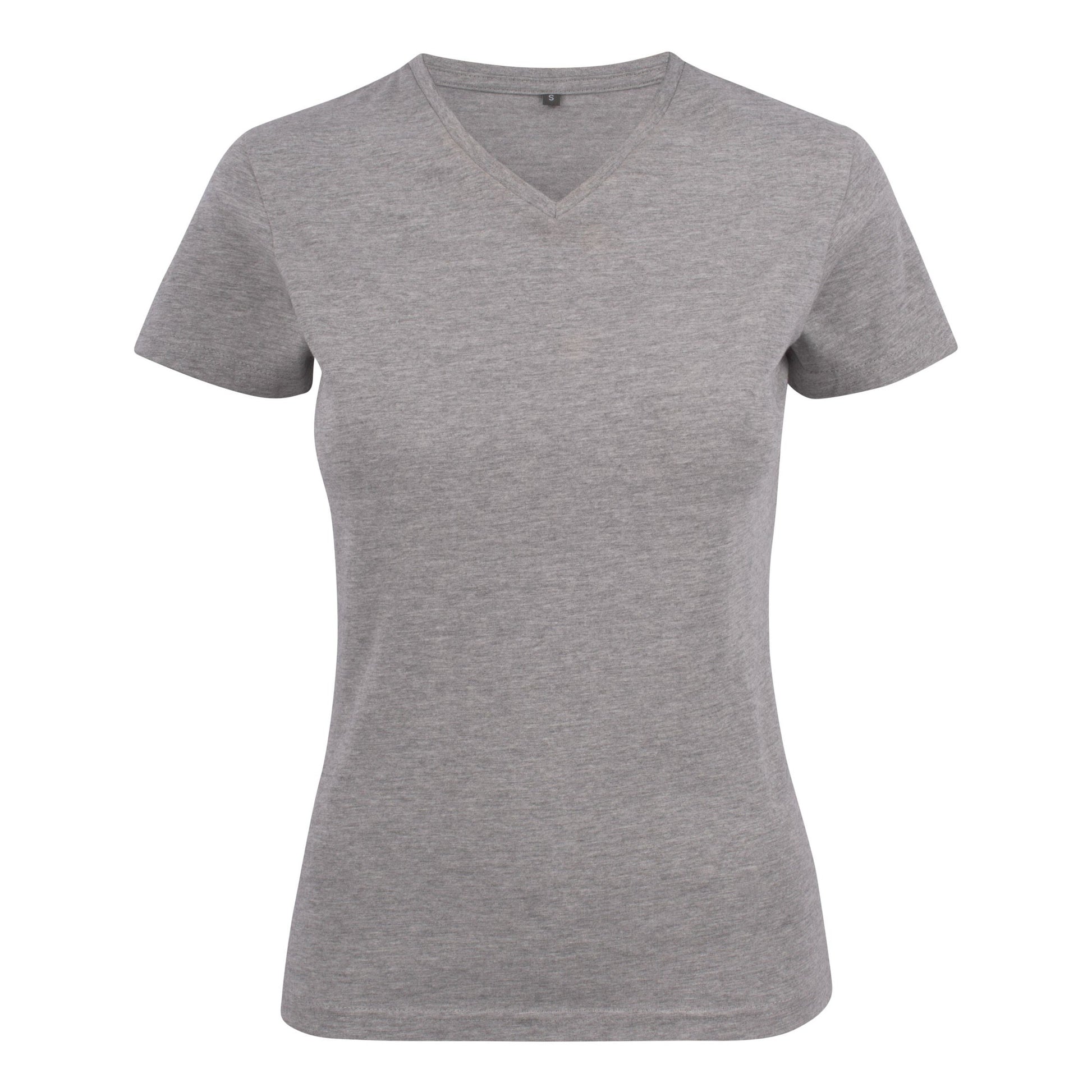 Ladies Heavy V-Neck T-Shirt - Grey Melange