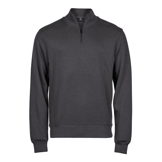  Ribbed Interlock Half Zip - Dark Grey