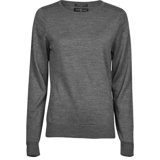 Ladies' Crew Neck Sweater - Grey Melange