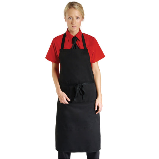 Low Cost Bib Apron With Pocket - Black