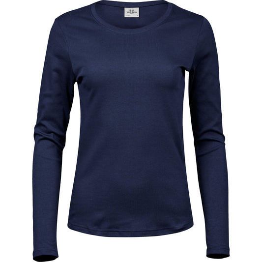 Ladies' Long Sleeve Interlock Tee - Navy