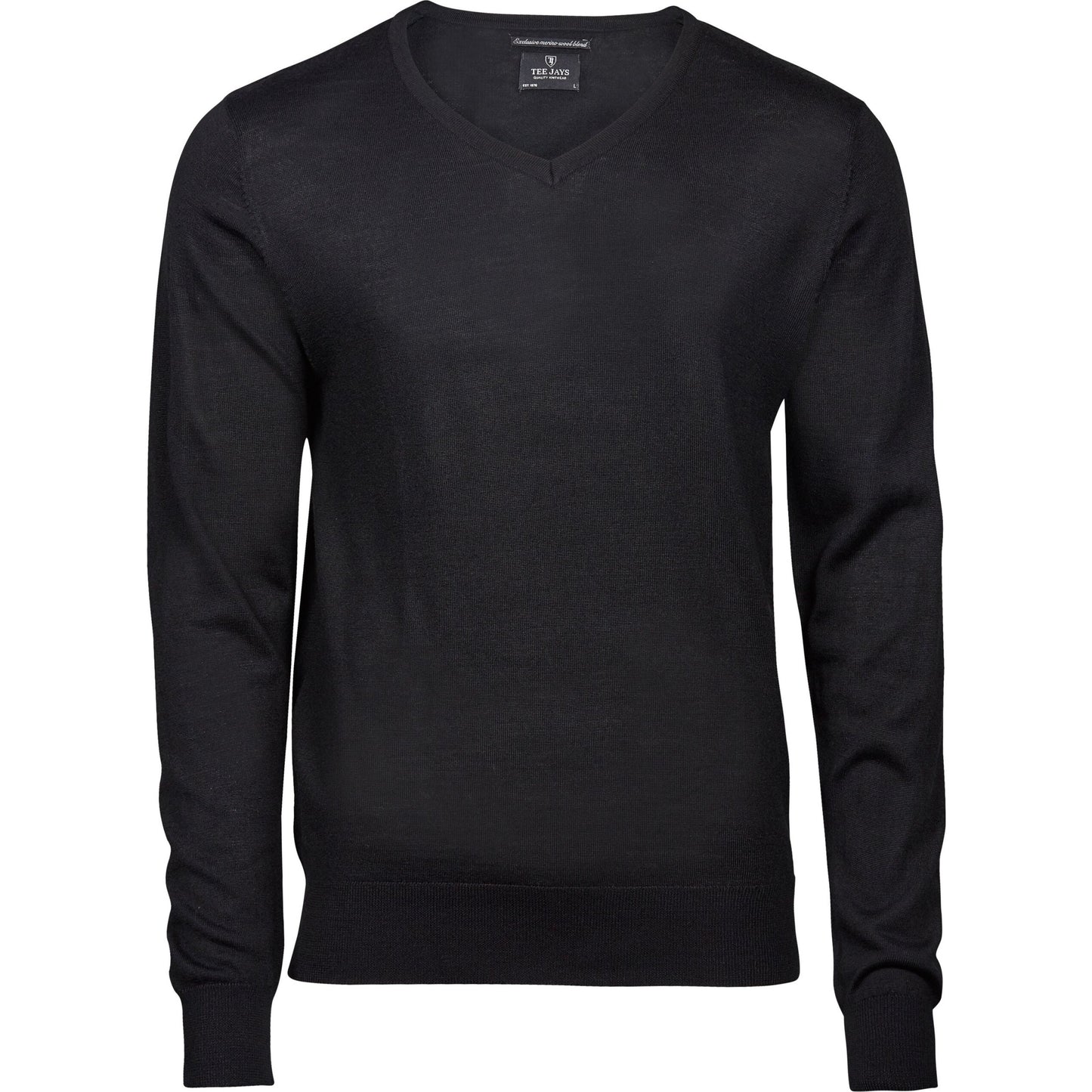 Men's V Neck Knitted Sweater - Black