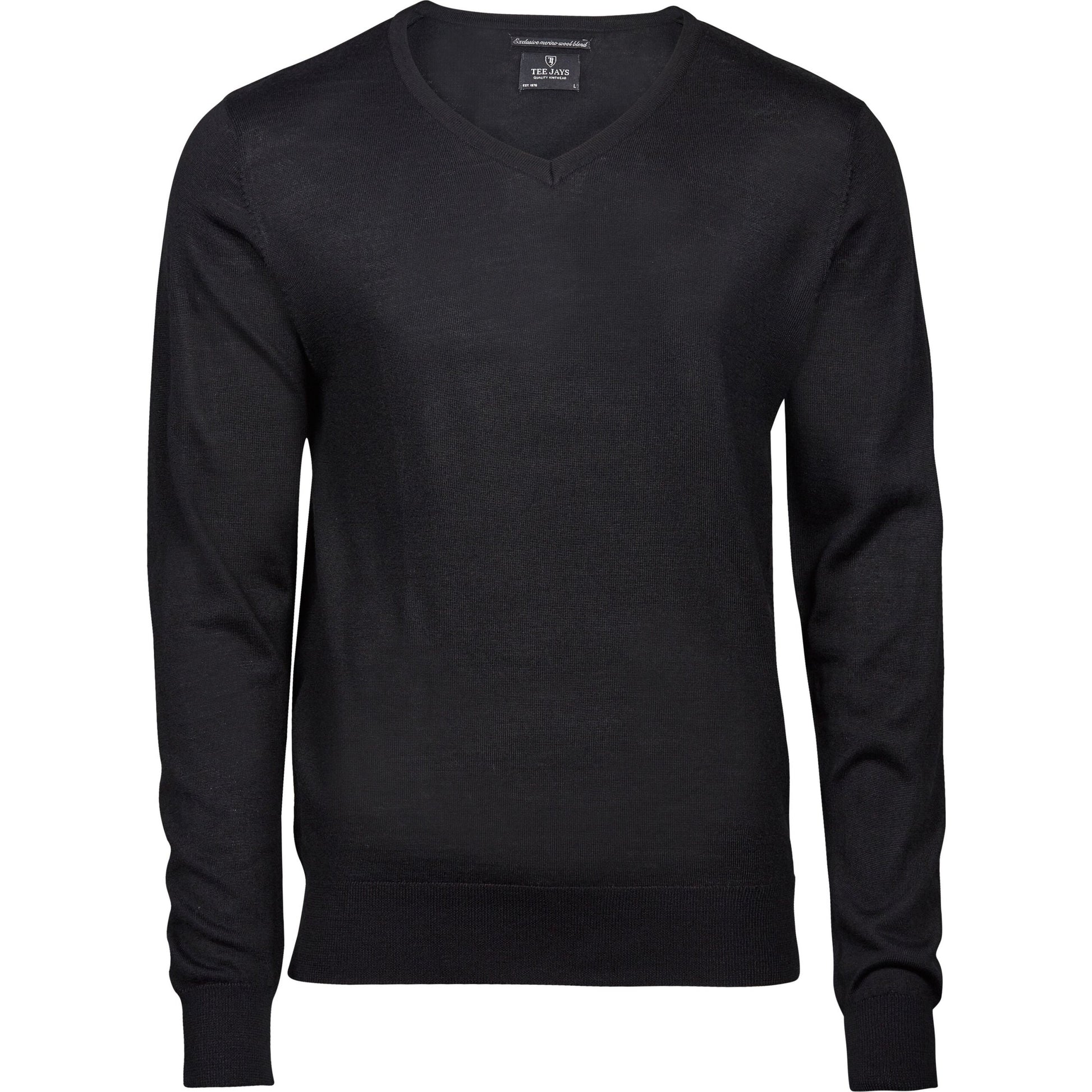 Men's V Neck Knitted Sweater - Black