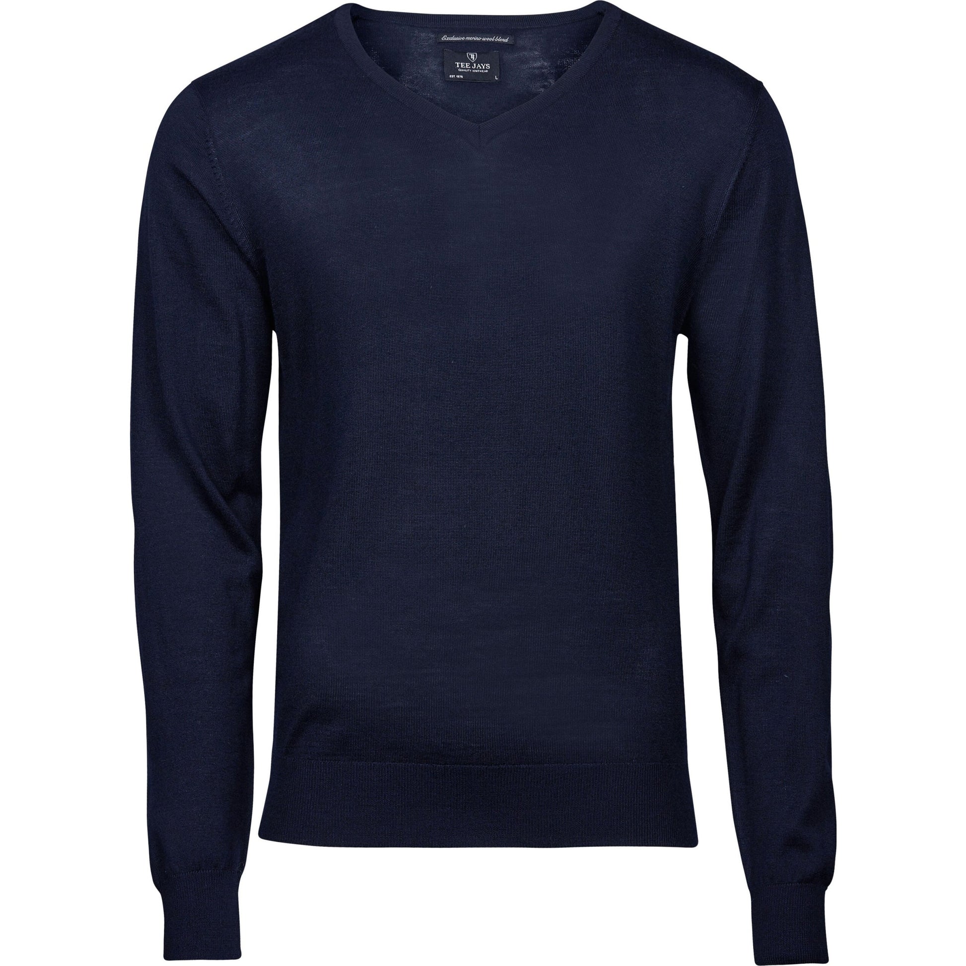Men's V Neck Knitted Sweater - Navy
