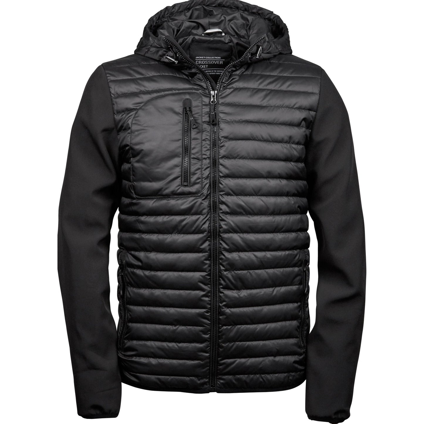 Men's Hooded Crossover Jacket - Black