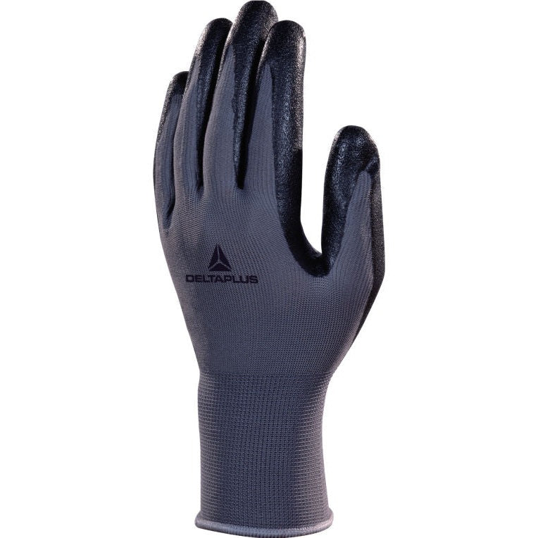 Polyester Knitted Gloves-Nitrile Foam Palm - Grey/Black