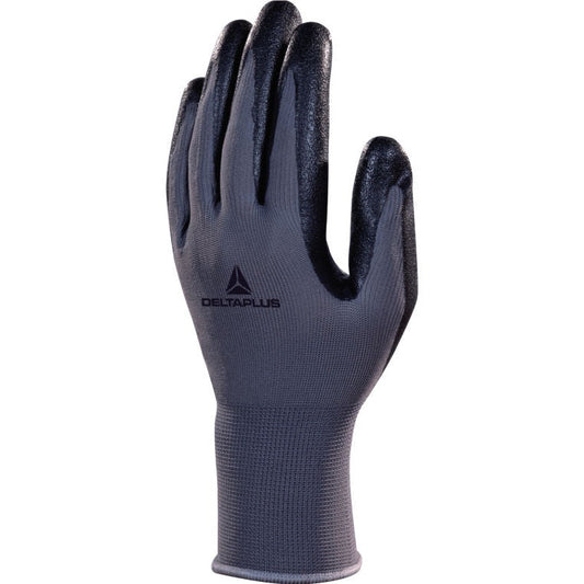 Polyester Knitted Gloves-Nitrile Foam Palm - Grey/Black