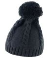 Cable knit pom pom beanie