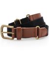 Faux leather and canvas belt