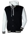 Unisex baseball jacket with detachable hood