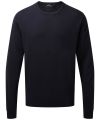 Crew neck cotton-rich knitted sweater