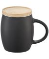 Hearth 400 ml ceramic mug with wooden lid, coaster