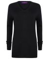 Women's cashmere touch acrylic v-neck jumper