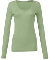 Sheer mini rib long sleeve v-neck t-shirt