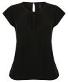 Women's pleat front short sleeve blouse