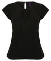 Women's pleat front short sleeve blouse