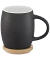 Hearth 400 ml ceramic mug with wooden lid, coaster