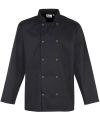 Studded front long sleeve chef's jacket