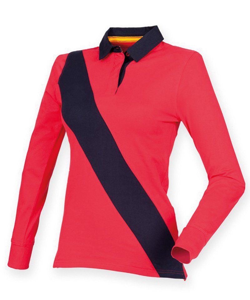 Women's diagonal stripe rugby - tag free
