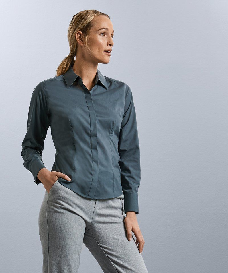 Smart Work Casual 19 Colours PERSONALISED Ladies Long Sleeve Shirt Formal 