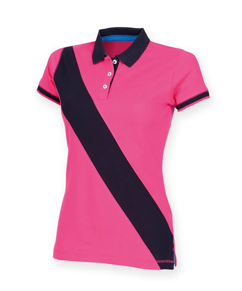 Women's diagonal stripe piqué polo shirt - tag-free