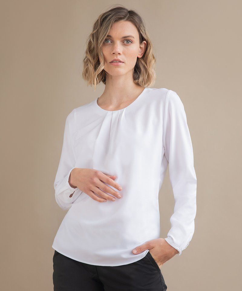 Women's pleat front long sleeve blouse