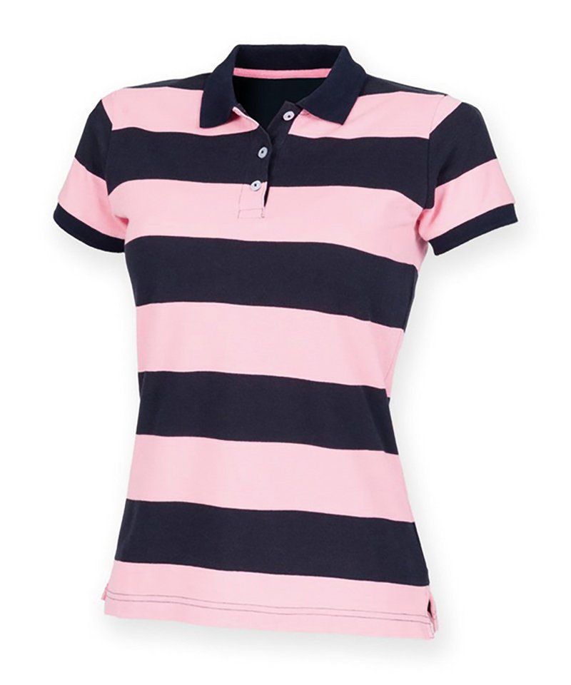 Women's striped piqué polo shirt